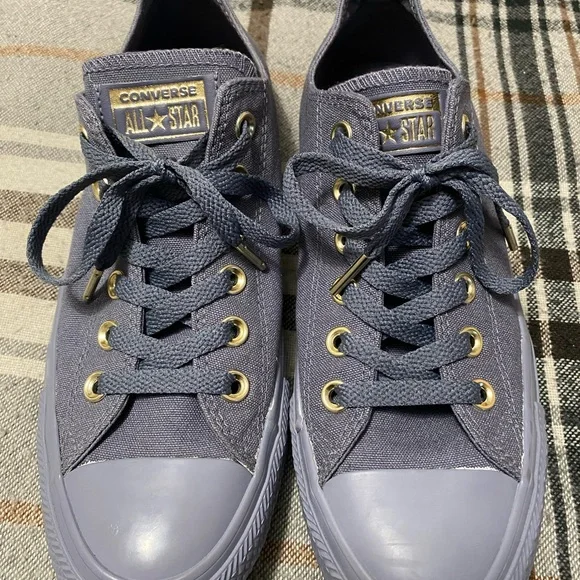 Converse All Star Low Top Gray with Gold Accents 8 - Picture 2 of 13
